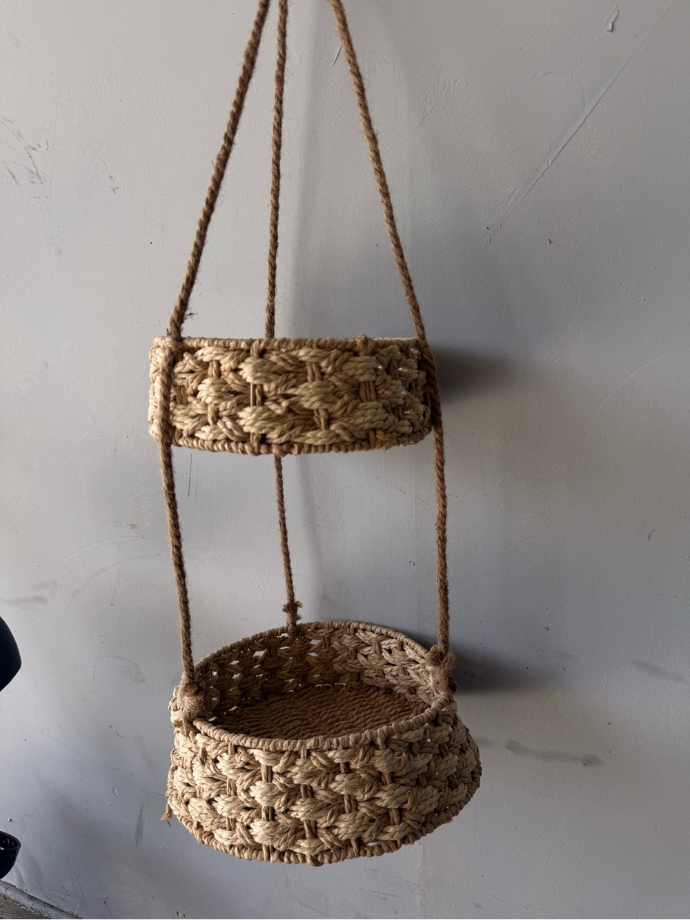 Handmade Hanging Double Basket - Natural Jute